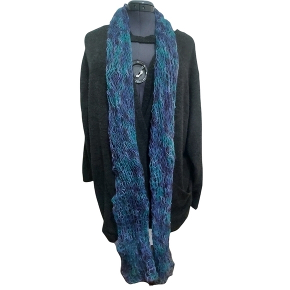 Handmade Extra Long Scarf in Blue & Purple - Picture 4 of 4